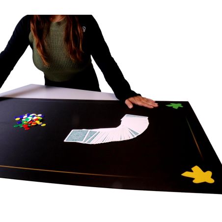 Grand tapis Meeple noir Multijeux 100x60 cm pour jeux de société