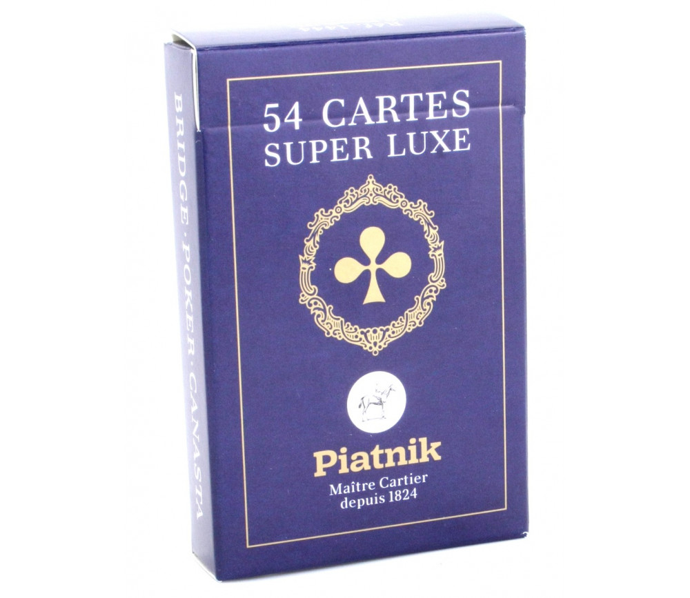 boite crystal PIATNIK single deck 54 playing cards BLUE Super Luxe 1442 Jeu 54 