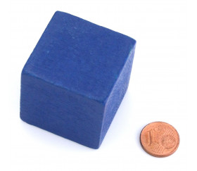 Cube 34 mm bleu vintage bois pour jeu