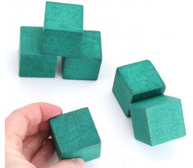 Cube 34 mm vert vintage bois pour jeu