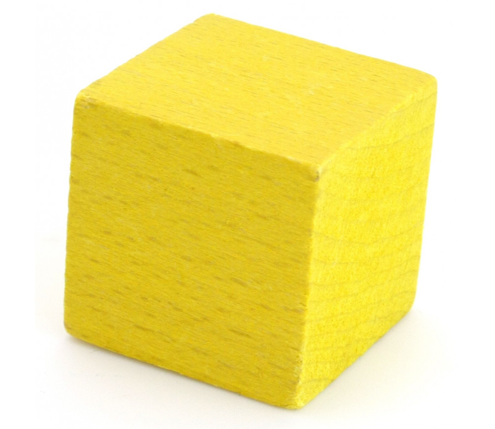 Cube 34 mm jaune vintage bois pour jeu