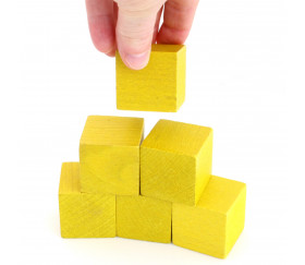 Cube 34 mm jaune vintage bois pour jeu
