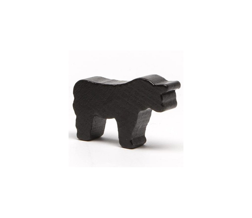 Pion taureau noir en bois 35 x 25 x 10 mm.