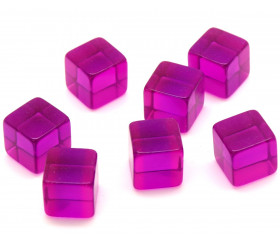 Cube 12 mm violet plastique translucide coloré