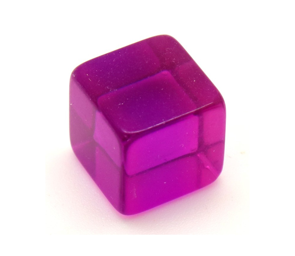 Cube 12 mm violet plastique translucide coloré