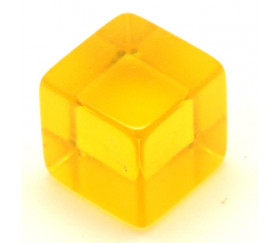 Cube 12 mm jaune plastique translucide coloré