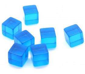 Cube 12 mm bleu plastique translucide coloré