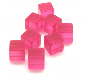 Cube 12 mm rose plastique translucide coloré