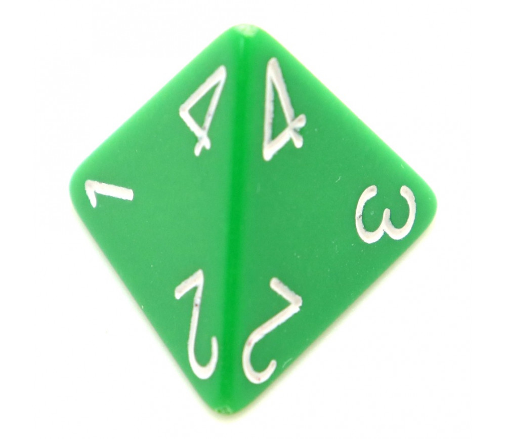 Dé 4 faces 1 à 4 opaques jeux de rôle d4 vert