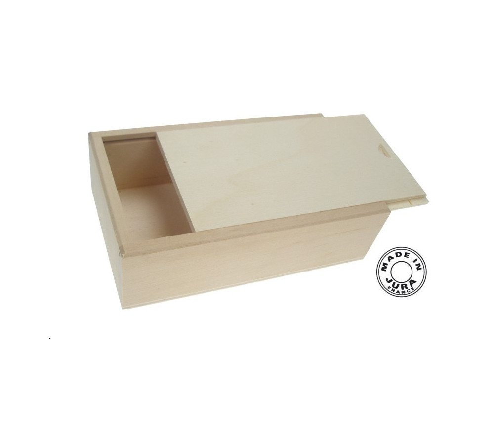 Coffret bois naturel format tarot pour cartes, billes ou mini jeux - couvercle glissière 
