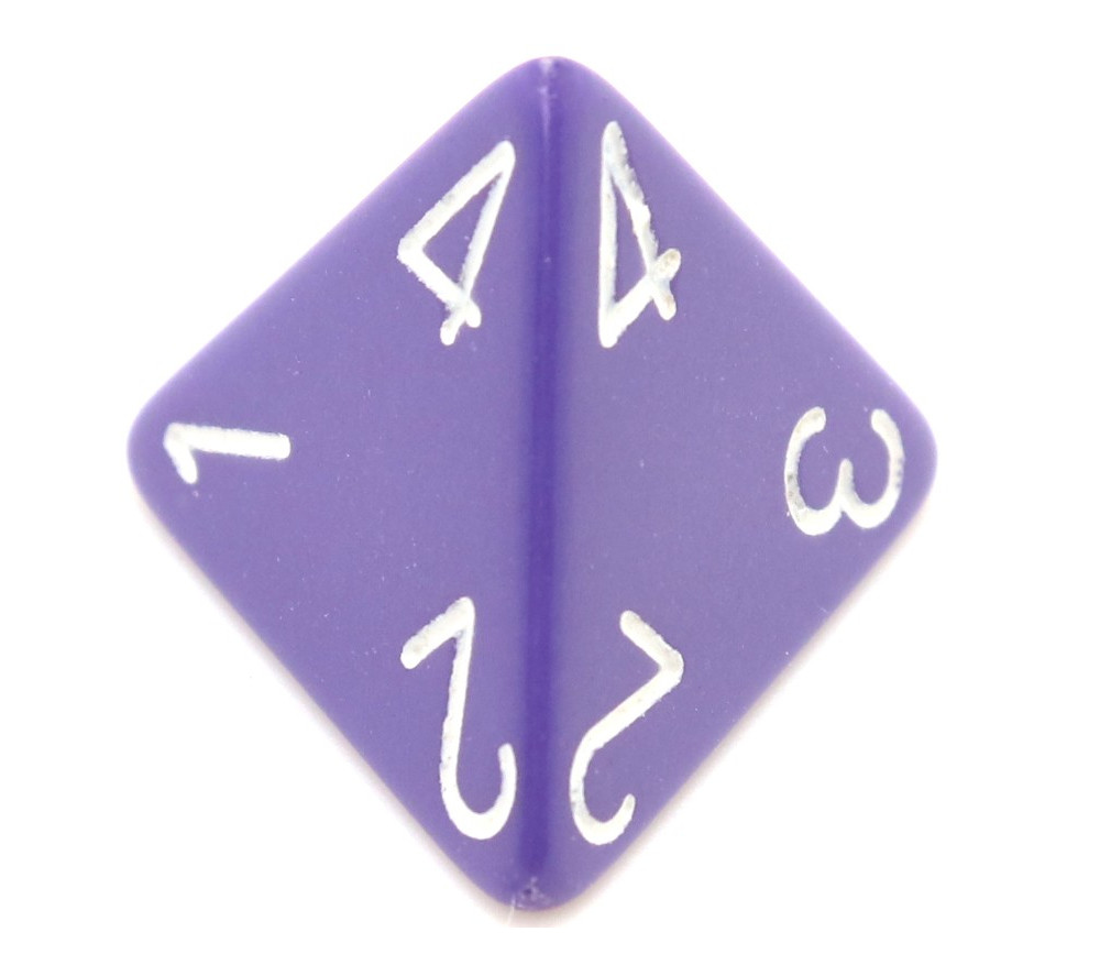 Dé 4 faces 1 à 4 opaques jeux de rôle d4 violet