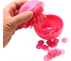 Boule loto rose rangement avec pions magnétiques