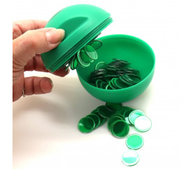Boule loto verte rangement avec pions magnétiques