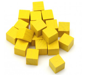 Cubes en bois jaune 0.8 cm. 8x8x8 mm lot 20