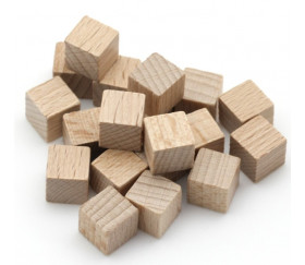Cubes en bois naturel 0.8 cm. 8x8x8 mm lot 20