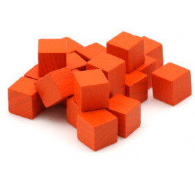 Cubes en bois orange 0.8 cm. 8x8x8 mm lot 20