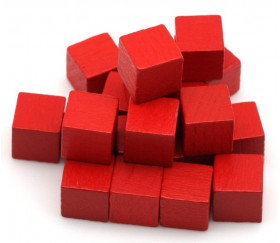 Cubes en bois rouge 0.8 cm. 8x8x8 mm lot 20