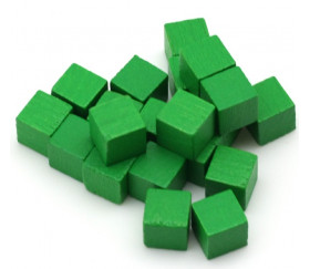 Cubes en bois vert 0.8 cm. 8x8x8 mm lot 20