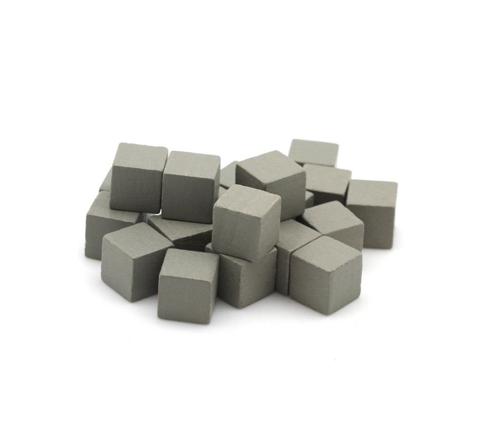 Cubes en bois gris 0.8 cm. 8x8x8 mm lot 20