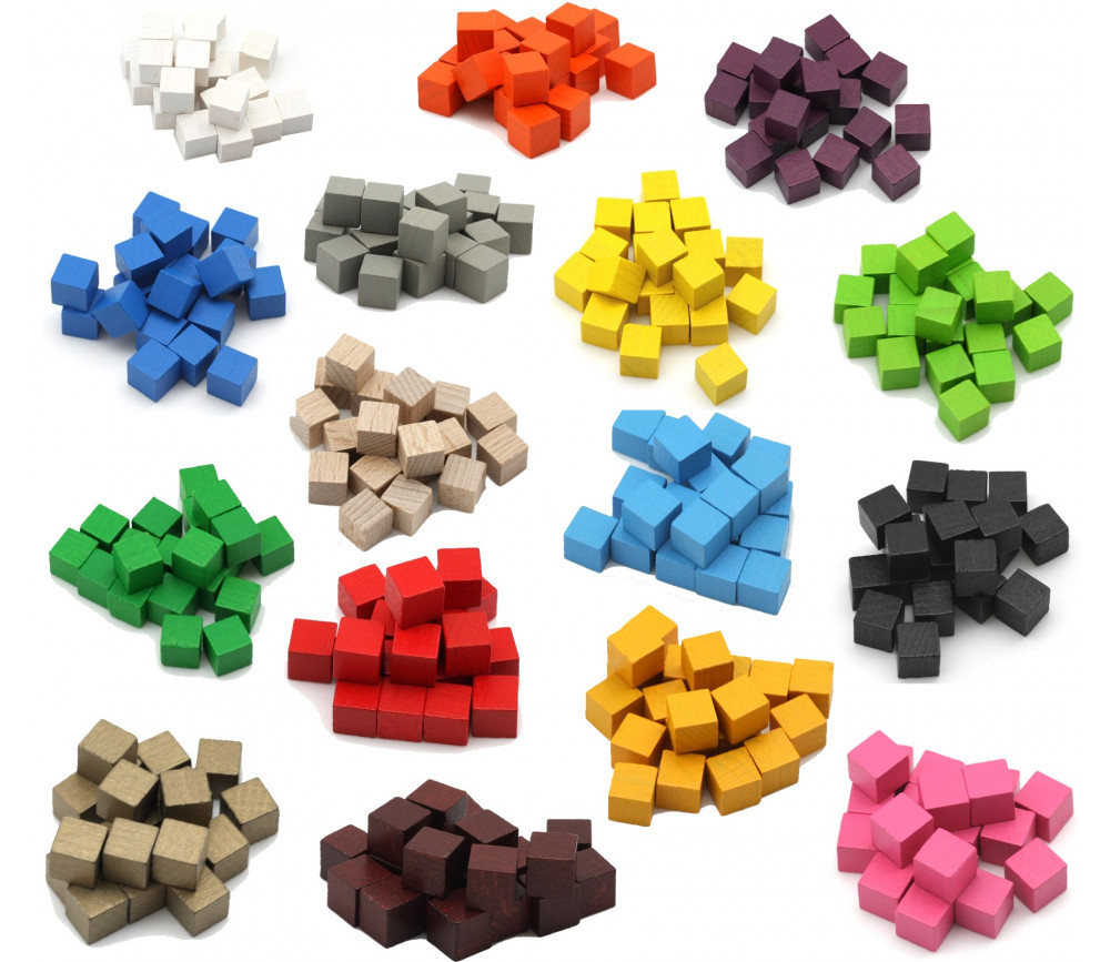 Petits cubes en bois de 1 cm de côté lot de 20 coloré