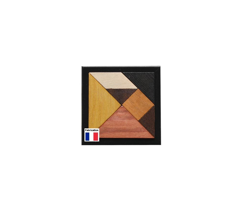 Tangram en bois avec cadre 12 cm du Jura