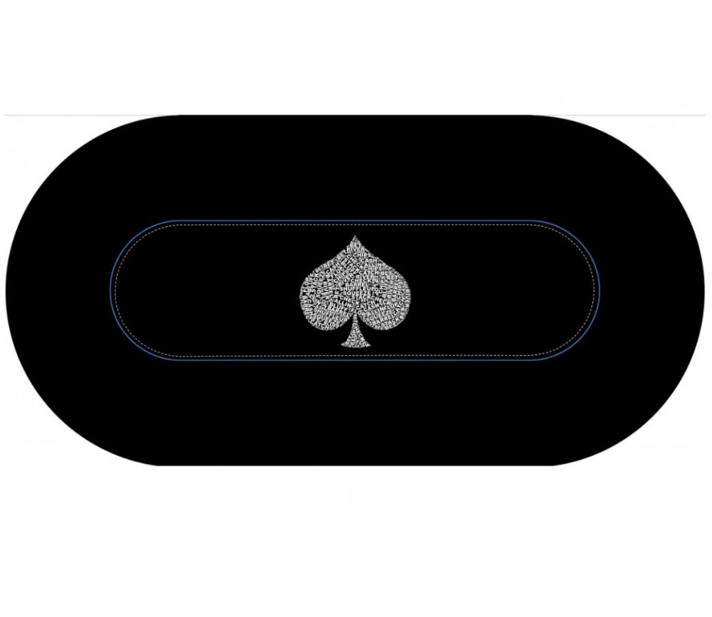 Tapis de jeu Poker 160 x 80 cm Ovale noir Typo Spade