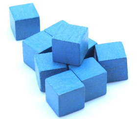 Cube en bois bleu 1.6 cm. 16 x 16 x 16 mm