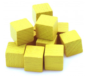 Cube en bois jaune 1.6 cm. 16 x 16 x 16 mm