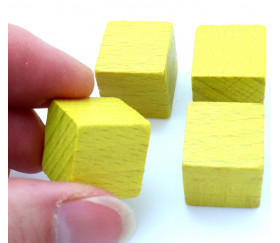 Cube en bois jaune 1.6 cm. 16 x 16 x 16 mm