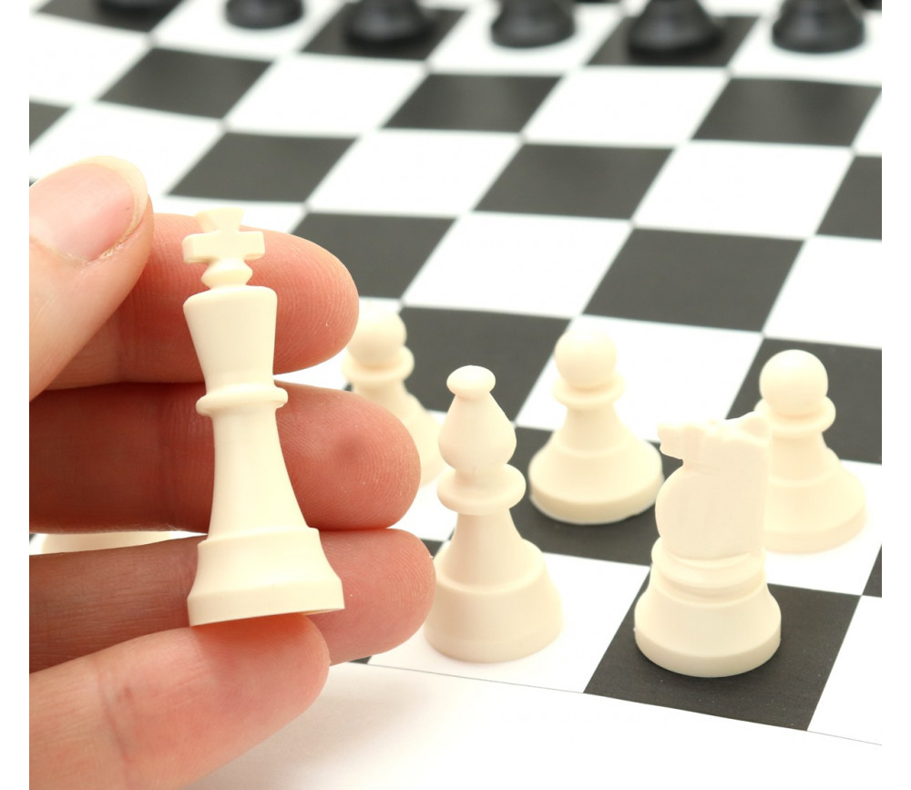 16pcs pièces d'échecs en plastique de remplacement jeu d'échecs brun 