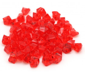 GEM rouge  : 50 mini gemmes translucides pions imitation pierres précieuses pépites