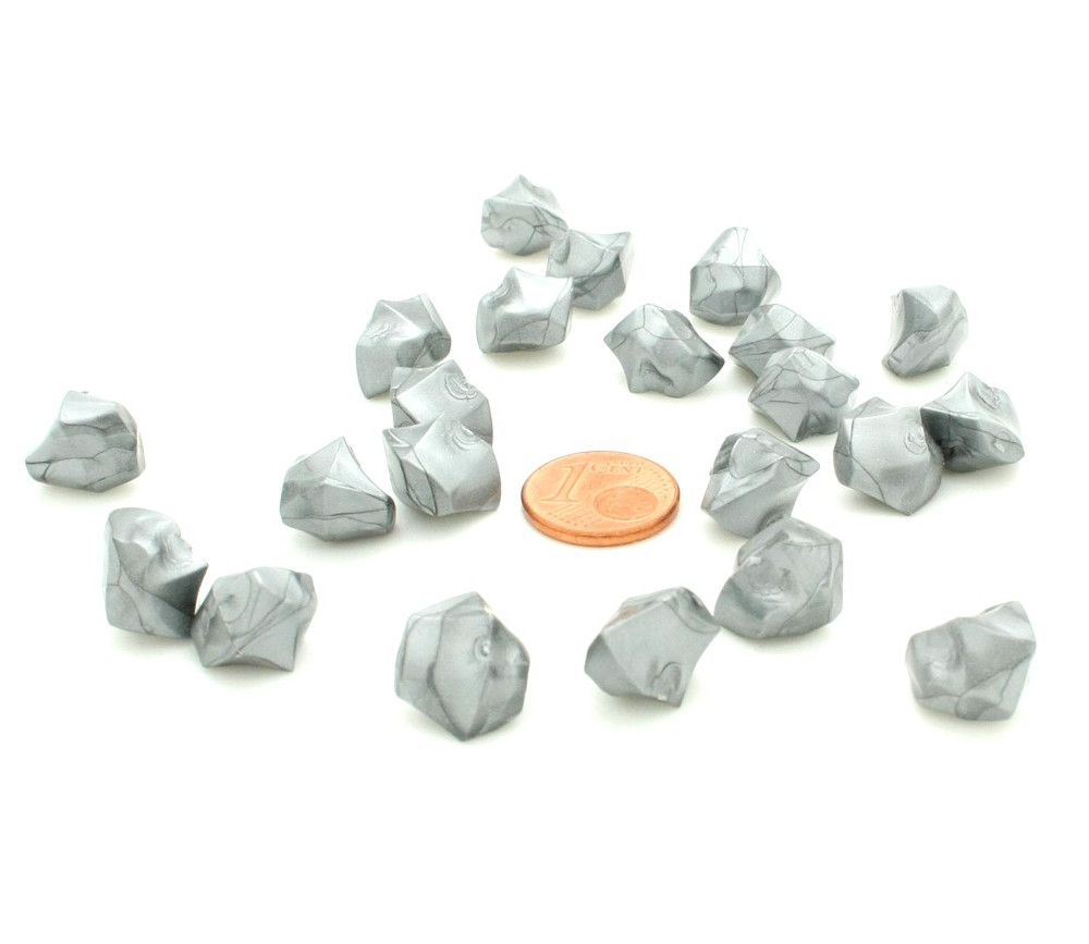 GEM argenté  : 50 mini gemmes opaques pions imitation pierres précieuses pépites