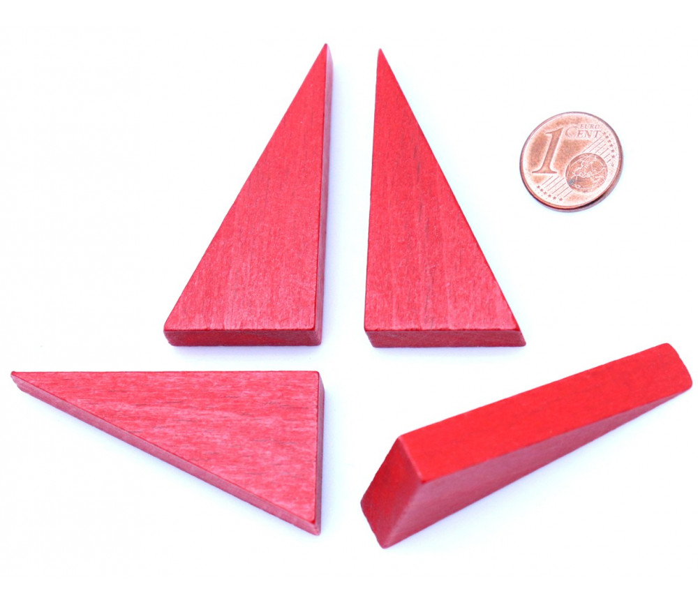 Triangle rectangle en bois rouge 46 x 24 mm de côté 8 mm épaisseur