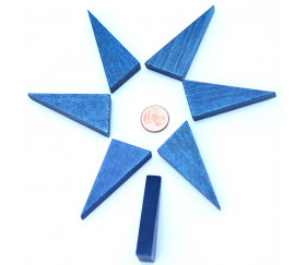 Triangle rectangle en bois bleu 46 x 24 mm de côté 8 mm épaisseur