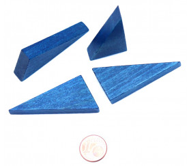 Triangle rectangle en bois bleu 46 x 24 mm de côté 8 mm épaisseur