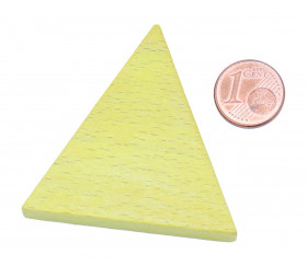 Triangle isocèle en bois jaune 48 x 48 x 53 mm et 8 mm épaisseur