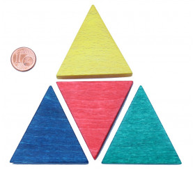 Triangle isocèle en bois jaune 48 x 48 x 53 mm et 8 mm épaisseur