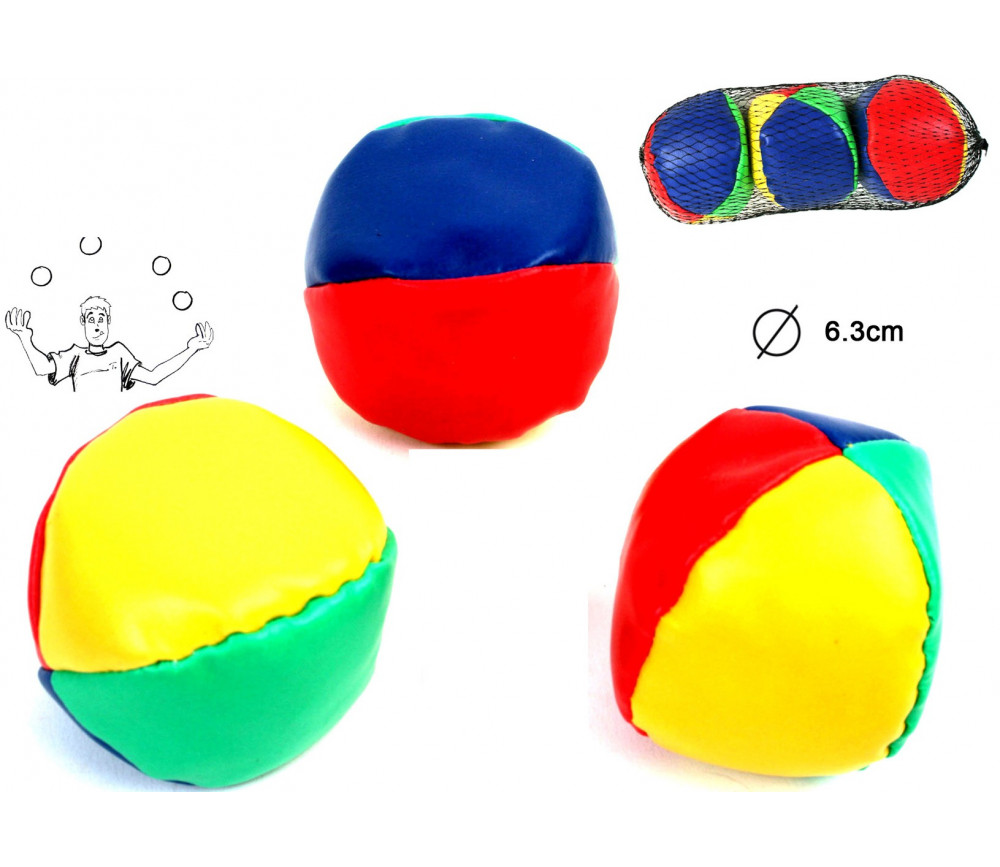 3 Balles de jonglage 6.3 cm colorées