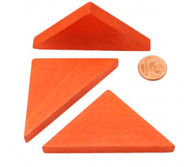 Triangle rectangle isocèle orange 67 x 47 x 8 mm en bois