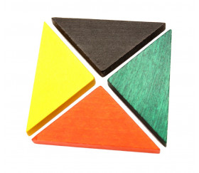 Triangle rectangle isocèle jaune 67 x 47 x 8 mm en bois