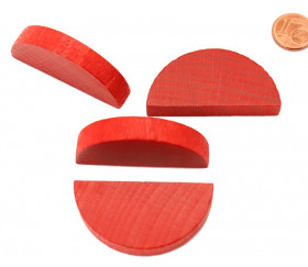 Demi-rond rouge en bois 42 x 23 x 8 mm pion de jeu