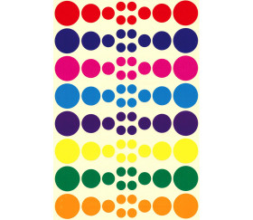 80 autocollants ronds de 1.3 cm à 3.6 cm en 8 couleurs