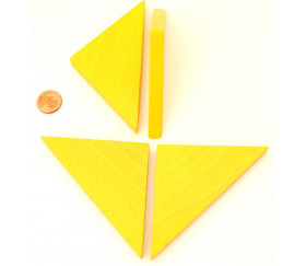 Triangle rectangle isocèle jaune 96 x 66 x 8 mm en bois