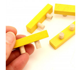 Bûchette jaune avec 2 tiges 8x12x48 mm pions en bois pour jeu