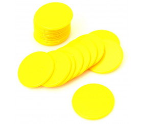 Lot 20 Jetons ronds jaune 25 mm de diamètre en plastique plat
