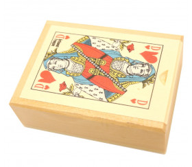Coffret bois belote avec jeu cartes sans jetons