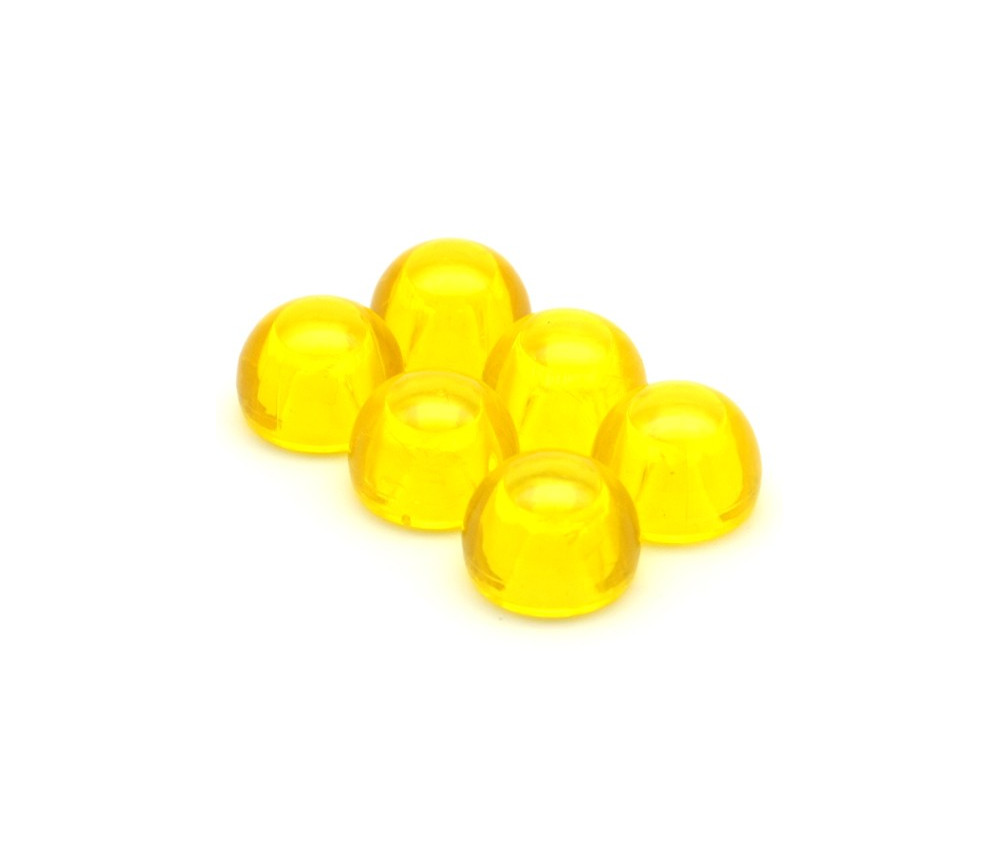 pion dome de jeu 12x15 mm demi boule plastique jaune translucide