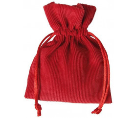 Petit Sac 10 x 12.5 cm - velours épais rouge avec cordon
