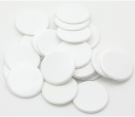 Jetons jeu  blanc ronds 30 mm de diamètre plastique plat