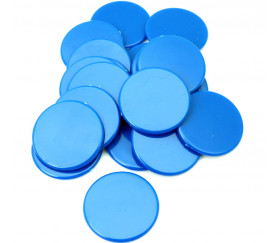 Lot 20 Jetons ronds bleu 25 mm de diamètre en plastique plat